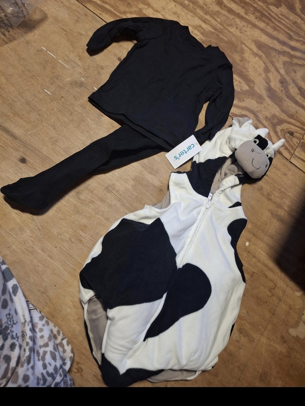 Carter's Black and White Cow Hoodie Costume Set